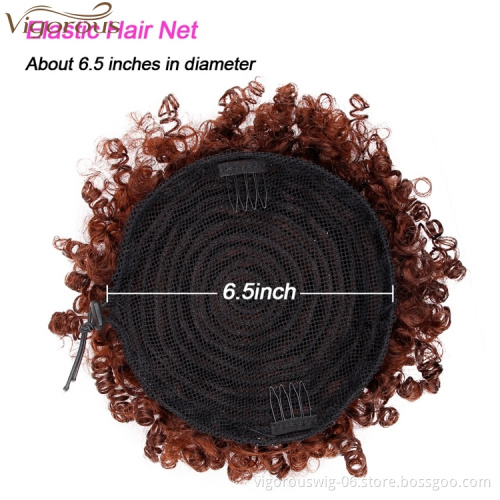 VigorousTop Quality Wholesale Synthetic Short Afro Kinky Hair Bun Drawstring Pony Tail Clip in Hair Extension on Puff Hair Bun